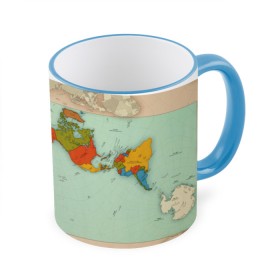 Кружка 3D с принтом Правильная карта мира. в Тюмени, керамика | ёмкость 330 мл | authagraph world map | австралия | азия | америка | глобус | гренландия | дизайн карты мира | европа | карта | мир