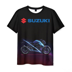 Мужская футболка 3D с принтом Suzuki в Тюмени, 100% полиэфир | прямой крой, круглый вырез горловины, длина до линии бедер | suzuki | байк | мотик | мото | мотоцикл | спортбайк | сузуки