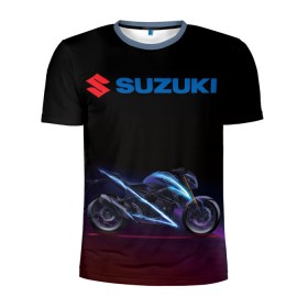 Мужская футболка 3D спортивная с принтом Suzuki в Тюмени, 100% полиэстер с улучшенными характеристиками | приталенный силуэт, круглая горловина, широкие плечи, сужается к линии бедра | suzuki | байк | мотик | мото | мотоцикл | спортбайк | сузуки