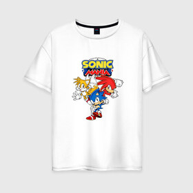 Женская футболка хлопок Oversize с принтом Sonic Mania в Тюмени, 100% хлопок | свободный крой, круглый ворот, спущенный рукав, длина до линии бедер
 | sega | sonic | sonic mania | ежик | наклз | соник | тейлс