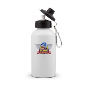 Бутылка спортивная с принтом Sonic MANIA в Тюмени, металл | емкость — 500 мл, в комплекте две пластиковые крышки и карабин для крепления | mania | sega | sonic | sonic mania | ежик | соник