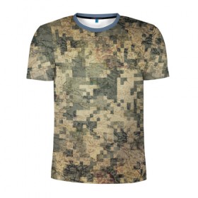 Мужская футболка 3D спортивная с принтом Khaki 2 в Тюмени, 100% полиэстер с улучшенными характеристиками | приталенный силуэт, круглая горловина, широкие плечи, сужается к линии бедра | армейская | военная | камуфляж | хаки