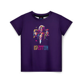 Детская футболка 3D с принтом Led Zeppelin Color в Тюмени, 100% гипоаллергенный полиэфир | прямой крой, круглый вырез горловины, длина до линии бедер, чуть спущенное плечо, ткань немного тянется | Тематика изображения на принте: рок