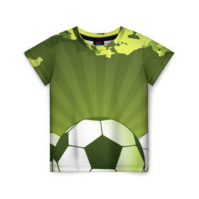 Детская футболка 3D с принтом Футбол без границ в Тюмени, 100% гипоаллергенный полиэфир | прямой крой, круглый вырез горловины, длина до линии бедер, чуть спущенное плечо, ткань немного тянется | Тематика изображения на принте: зеленый | игра | мяч | поле