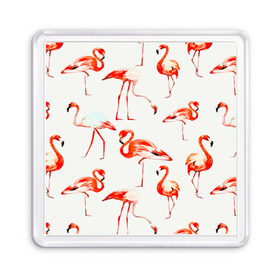 Магнит 55*55 с принтом Фламинго в Тюмени, Пластик | Размер: 65*65 мм; Размер печати: 55*55 мм | арт | птицы | текстура | фламинго