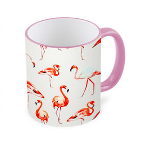 Кружка 3D с принтом Фламинго в Тюмени, керамика | ёмкость 330 мл | Тематика изображения на принте: арт | птицы | текстура | фламинго