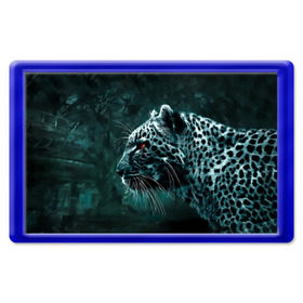 Магнит 45*70 с принтом Леопард неоновый в Тюмени, Пластик | Размер: 78*52 мм; Размер печати: 70*45 | гепард | леопард | темный | хищник