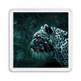 Магнит 55*55 с принтом Леопард неоновый в Тюмени, Пластик | Размер: 65*65 мм; Размер печати: 55*55 мм | гепард | леопард | темный | хищник