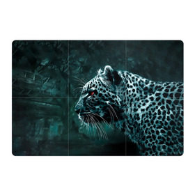Магнитный плакат 3Х2 с принтом Леопард неоновый в Тюмени, Полимерный материал с магнитным слоем | 6 деталей размером 9*9 см | гепард | леопард | темный | хищник