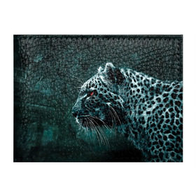 Обложка для студенческого билета с принтом Леопард неоновый в Тюмени, натуральная кожа | Размер: 11*8 см; Печать на всей внешней стороне | гепард | леопард | темный | хищник