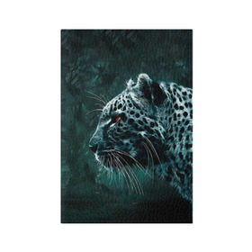 Обложка для паспорта матовая кожа с принтом Леопард неоновый в Тюмени, натуральная матовая кожа | размер 19,3 х 13,7 см; прозрачные пластиковые крепления | Тематика изображения на принте: гепард | леопард | темный | хищник