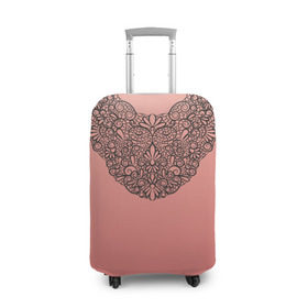 Чехол для чемодана 3D с принтом Кружевной воротник в Тюмени, 86% полиэфир, 14% спандекс | двустороннее нанесение принта, прорези для ручек и колес | градиент | имитация | розовый