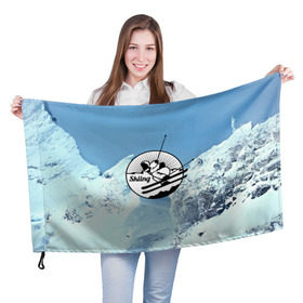 Флаг 3D с принтом Лыжный спорт в Тюмени, 100% полиэстер | плотность ткани — 95 г/м2, размер — 67 х 109 см. Принт наносится с одной стороны | ski patrol | sport | возвышение | возвышенность | гора | горка | национальный парк | облака | склон | снег | спорт | холм