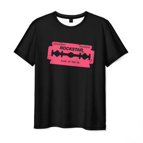 Мужская футболка 3D с принтом Rockstar Razor в Тюмени, 100% полиэфир | прямой крой, круглый вырез горловины, длина до линии бедер | Тематика изображения на принте: auto | dead | grand | red | redemption | theft | бритва | гта | лезвие | рокстар