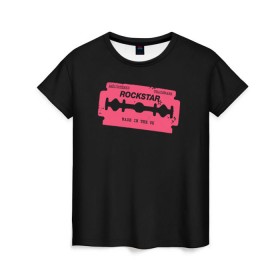 Женская футболка 3D с принтом Rockstar Razor в Тюмени, 100% полиэфир ( синтетическое хлопкоподобное полотно) | прямой крой, круглый вырез горловины, длина до линии бедер | auto | dead | grand | red | redemption | theft | бритва | гта | лезвие | рокстар