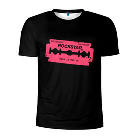Мужская футболка 3D спортивная с принтом Rockstar Razor в Тюмени, 100% полиэстер с улучшенными характеристиками | приталенный силуэт, круглая горловина, широкие плечи, сужается к линии бедра | auto | dead | grand | red | redemption | theft | бритва | гта | лезвие | рокстар