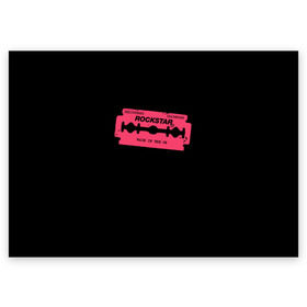 Поздравительная открытка с принтом Rockstar Razor в Тюмени, 100% бумага | плотность бумаги 280 г/м2, матовая, на обратной стороне линовка и место для марки
 | auto | dead | grand | red | redemption | theft | бритва | гта | лезвие | рокстар