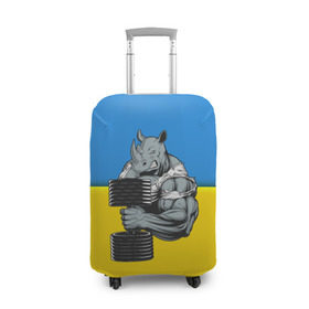 Чехол для чемодана 3D с принтом Спортивный носорог в Тюмени, 86% полиэфир, 14% спандекс | двустороннее нанесение принта, прорези для ручек и колес | abstraction | grunge | абстракция | два цвета | краска | носорог | украинец | я украинец