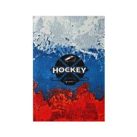 Обложка для паспорта матовая кожа с принтом Хоккей триколор в Тюмени, натуральная матовая кожа | размер 19,3 х 13,7 см; прозрачные пластиковые крепления | bandy | hockey | клюшка | коньки | лед | россия | русский хоккей | спорт | хоккей | чемпионат