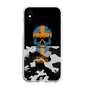 Чехол для iPhone XS Max матовый с принтом Made in Sweden в Тюмени, Силикон | Область печати: задняя сторона чехла, без боковых панелей | camouflage | made in sweden | skull | абстракция | города | камуфляж | нация | страны | текстуры | череп | швеция