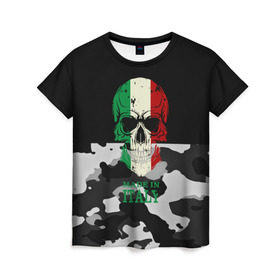 Женская футболка 3D с принтом Made in Italy в Тюмени, 100% полиэфир ( синтетическое хлопкоподобное полотно) | прямой крой, круглый вырез горловины, длина до линии бедер | camouflage | made in italy | skull | абстракция | города | италия | камуфляж | нация | страны | текстуры | череп