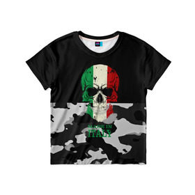 Детская футболка 3D с принтом Made in Italy в Тюмени, 100% гипоаллергенный полиэфир | прямой крой, круглый вырез горловины, длина до линии бедер, чуть спущенное плечо, ткань немного тянется | camouflage | made in italy | skull | абстракция | города | италия | камуфляж | нация | страны | текстуры | череп
