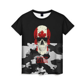 Женская футболка 3D с принтом Made in Canada в Тюмени, 100% полиэфир ( синтетическое хлопкоподобное полотно) | прямой крой, круглый вырез горловины, длина до линии бедер | camouflage | made in canada | skull | абстракция | города | камуфляж | канада | нация | страны | текстуры | череп