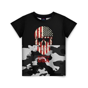Детская футболка 3D с принтом Made in USA в Тюмени, 100% гипоаллергенный полиэфир | прямой крой, круглый вырез горловины, длина до линии бедер, чуть спущенное плечо, ткань немного тянется | camouflage | made in usa | skull | абстракция | америка | города | камуфляж | нация | страны | текстуры | череп