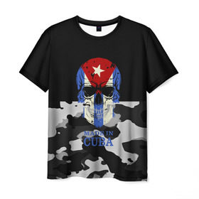 Мужская футболка 3D с принтом Made in Cuba в Тюмени, 100% полиэфир | прямой крой, круглый вырез горловины, длина до линии бедер | camouflage | made in cuba | skull | абстракция | города | камуфляж | куба | нация | страны | текстуры | череп