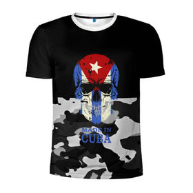 Мужская футболка 3D спортивная с принтом Made in Cuba в Тюмени, 100% полиэстер с улучшенными характеристиками | приталенный силуэт, круглая горловина, широкие плечи, сужается к линии бедра | camouflage | made in cuba | skull | абстракция | города | камуфляж | куба | нация | страны | текстуры | череп