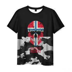 Мужская футболка 3D с принтом Made in Norway в Тюмени, 100% полиэфир | прямой крой, круглый вырез горловины, длина до линии бедер | camouflage | made in norway | skull | абстракция | города | камуфляж | нация | норвегия | страны | текстуры | череп