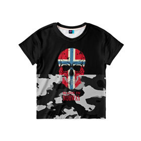 Детская футболка 3D с принтом Made in Norway в Тюмени, 100% гипоаллергенный полиэфир | прямой крой, круглый вырез горловины, длина до линии бедер, чуть спущенное плечо, ткань немного тянется | camouflage | made in norway | skull | абстракция | города | камуфляж | нация | норвегия | страны | текстуры | череп