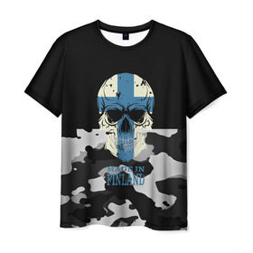 Мужская футболка 3D с принтом Made in Finland в Тюмени, 100% полиэфир | прямой крой, круглый вырез горловины, длина до линии бедер | Тематика изображения на принте: camouflage | made in finland | skull | абстракция | города | камуфляж | нация | страны | текстуры | череп