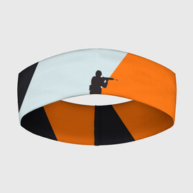 Повязка на голову 3D с принтом Cs Go Asi 2 в Тюмени,  |  | cs go | контр страйк гоу  полосы | оранжевый | серый | чёрный