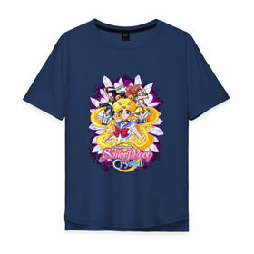 Мужская футболка хлопок Oversize с принтом Sailor Moon Crystal в Тюмени, 100% хлопок | свободный крой, круглый ворот, “спинка” длиннее передней части | Тематика изображения на принте: sailor moon | аниме | анимэ | волосы | глаза | девочка | косы | луна в матроске | месяц | мультик | мультсериал | мультфильм | се | сейлор | сейлор ви | сейлор винера | сейлор марс | сейлор меркурий