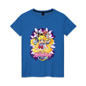 Женская футболка хлопок с принтом Sailor Moon Crystal в Тюмени, 100% хлопок | прямой крой, круглый вырез горловины, длина до линии бедер, слегка спущенное плечо | sailor moon | аниме | анимэ | волосы | глаза | девочка | косы | луна в матроске | месяц | мультик | мультсериал | мультфильм | се | сейлор | сейлор ви | сейлор винера | сейлор марс | сейлор меркурий