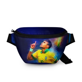 Поясная сумка 3D с принтом Neymar в Тюмени, 100% полиэстер | плотная ткань, ремень с регулируемой длиной, внутри несколько карманов для мелочей, основное отделение и карман с обратной стороны сумки застегиваются на молнию | neymar | неймар | сборная бразилии