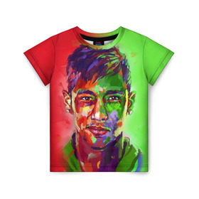 Детская футболка 3D с принтом Neymar в Тюмени, 100% гипоаллергенный полиэфир | прямой крой, круглый вырез горловины, длина до линии бедер, чуть спущенное плечо, ткань немного тянется | neymar | неймар | сборная бразилии