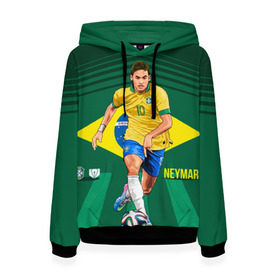 Женская толстовка 3D с принтом Neymar в Тюмени, 100% полиэстер  | двухслойный капюшон со шнурком для регулировки, мягкие манжеты на рукавах и по низу толстовки, спереди карман-кенгуру с мягким внутренним слоем. | neymar | неймар | сборная бразилии