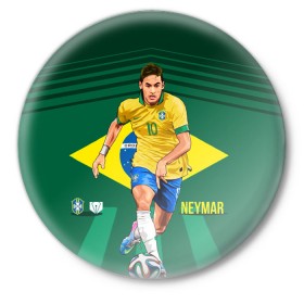 Значок с принтом Neymar в Тюмени,  металл | круглая форма, металлическая застежка в виде булавки | Тематика изображения на принте: neymar | неймар | сборная бразилии