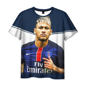 Мужская футболка 3D с принтом Neymar в Тюмени, 100% полиэфир | прямой крой, круглый вырез горловины, длина до линии бедер | Тематика изображения на принте: neymar | psg | неймар | псж | сборная бразилии