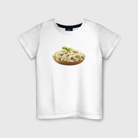 Детская футболка хлопок с принтом Пельмени на тарелке в Тюмени, 100% хлопок | круглый вырез горловины, полуприлегающий силуэт, длина до линии бедер | 