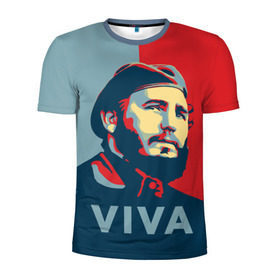 Мужская футболка 3D спортивная с принтом Фидель Кастро в Тюмени, 100% полиэстер с улучшенными характеристиками | приталенный силуэт, круглая горловина, широкие плечи, сужается к линии бедра | Тематика изображения на принте: cuba | fidel | диктатор | коммунизм | куба | президент | фидель