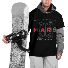 Накидка на куртку 3D с принтом 30 Seconds to Mars в Тюмени, 100% полиэстер |  | группа | марс | надпись | рок | черный