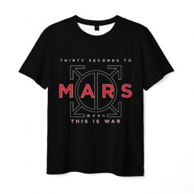 Мужская футболка 3D с принтом 30 Seconds to Mars в Тюмени, 100% полиэфир | прямой крой, круглый вырез горловины, длина до линии бедер | группа | марс | надпись | рок | черный