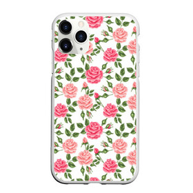 Чехол для iPhone 11 Pro Max матовый с принтом РОЗЫ ПАТТЕРН ROSES PATTERN в Тюмени, Силикон |  | абстракция | коллаж | паттерн | растения | розы | цветы