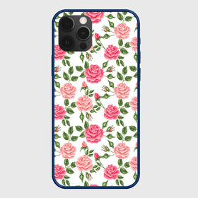 Чехол для iPhone 12 Pro с принтом РОЗЫ ПАТТЕРН | ROSES PATTERN в Тюмени, силикон | область печати: задняя сторона чехла, без боковых панелей | Тематика изображения на принте: абстракция | коллаж | паттерн | растения | розы | цветы