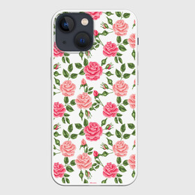 Чехол для iPhone 13 mini с принтом РОЗЫ ПАТТЕРН | ROSES PATTERN в Тюмени,  |  | абстракция | коллаж | паттерн | растения | розы | цветы