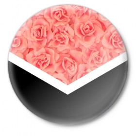Значок с принтом Розы (в цвете) в Тюмени,  металл | круглая форма, металлическая застежка в виде булавки | Тематика изображения на принте: flowers | абстракция | растения | розовы | розы | треугольник | цветы | черно белый