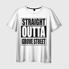 Мужская футболка 3D с принтом Straight Outta Grove Street в Тюмени, 100% полиэфир | прямой крой, круглый вырез горловины, длина до линии бедер | grand the auto | grove street | gta | san andreas | straight outta grove street
